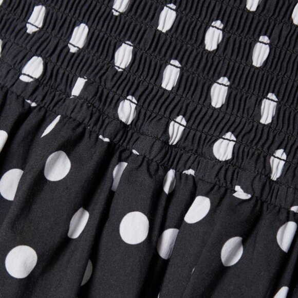 Black and White Polka Dot Dress with Puff Sleeves - Picture 2 of 3